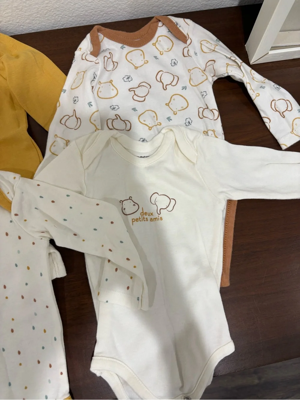 Orchestra French Neutral, Cream & Mustard Baby Bodysuit Set - 6 Pack 100% Cotton